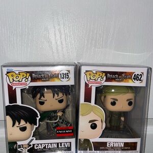Attack on Titan Captain Levi and Erwin Funko Pop Set of 2 Bundle AAA Exclusive